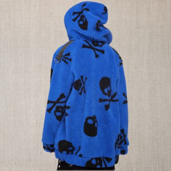 NWT💙 Sapphire Blue Skull Sherpa Jacket Coachella Sold Out on Website - Picture 1 of 2